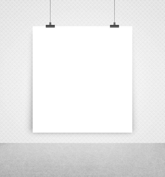 White poster on a wall background