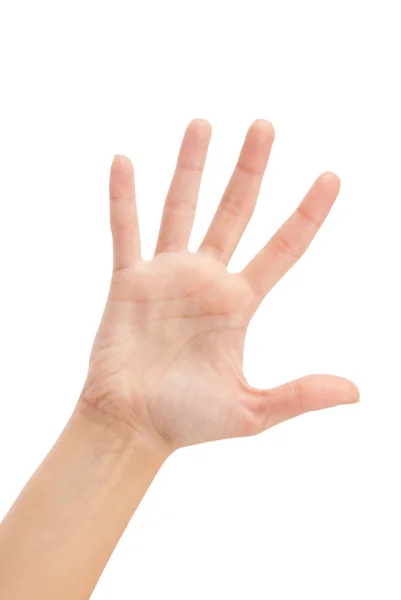 Open human palm or number five — Stock Photo, Image