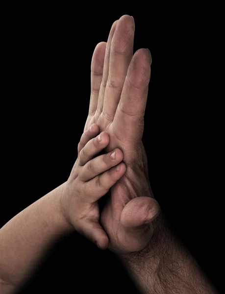 Kid's hand with father's hand — Stock Photo, Image