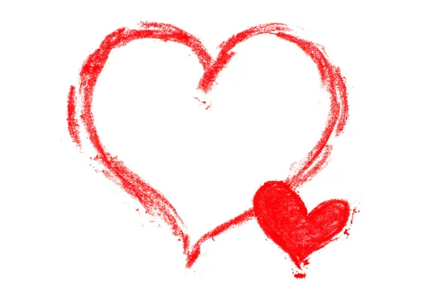 Painted Hearts on white background — Stock Photo, Image
