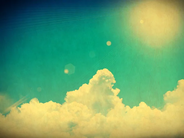 Clouds in blue sky in retro style. — Stock Photo, Image