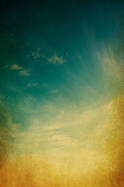 retro tarzı mavi gökyüzünde bulutlar.