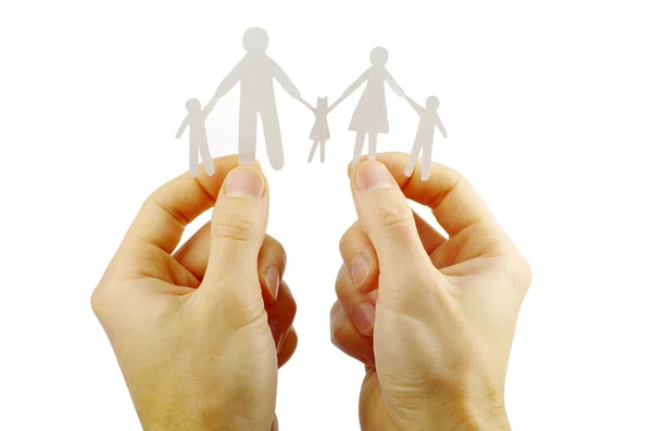 Paper family in hands — Stock Photo, Image