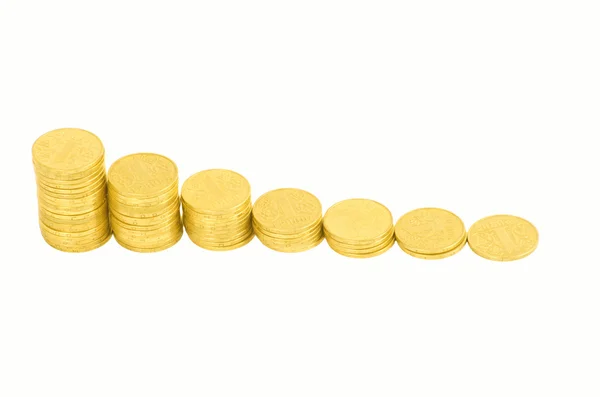 Γράφημα επιχειρήσεων γίνεται με χρυσά νομίσματα — Φωτογραφία Αρχείου
