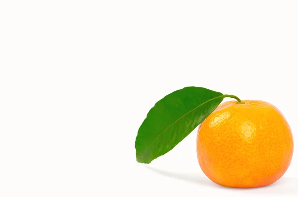 Tangerine med grönt blad — Stockfoto