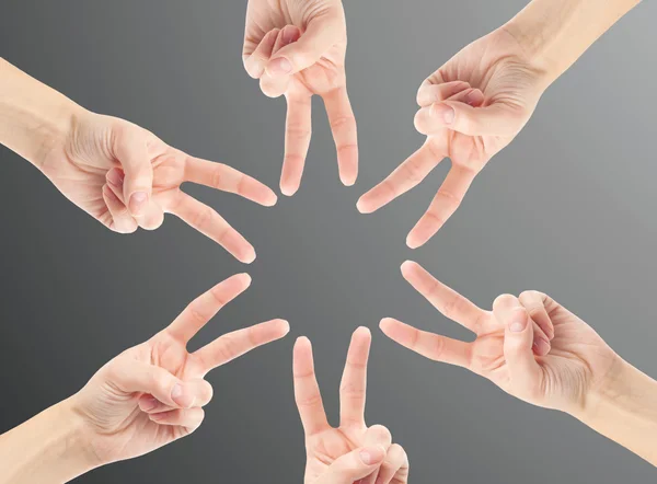 Hands of teamwork star shape — Stock Photo, Image