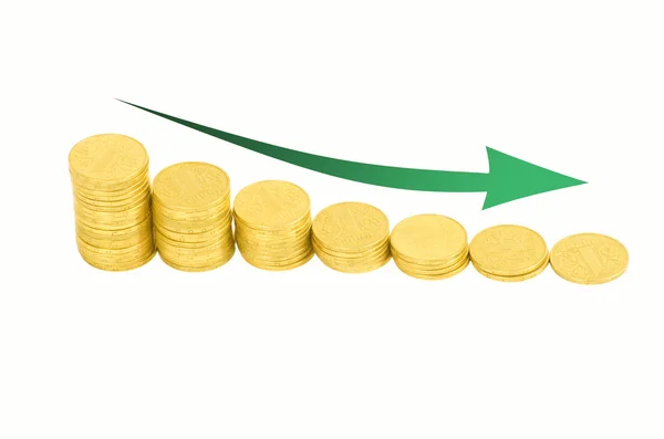 Graph of columns of coins — Stock Photo, Image