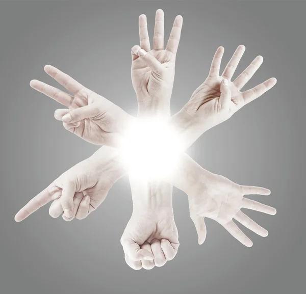 Numărarea mâinilor omului (de la 0 la 5 ) — Fotografie, imagine de stoc