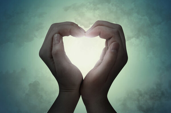 love shape hand silhouette