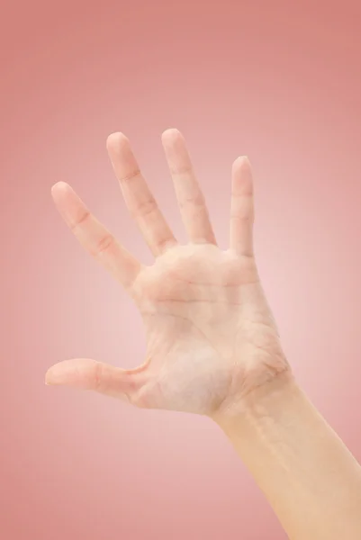 Ανοίξτε γυναίκα χέρι ή αριθμό πέντε — Φωτογραφία Αρχείου