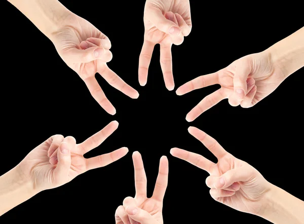 Hands of teamwork forming star — Stock Photo, Image