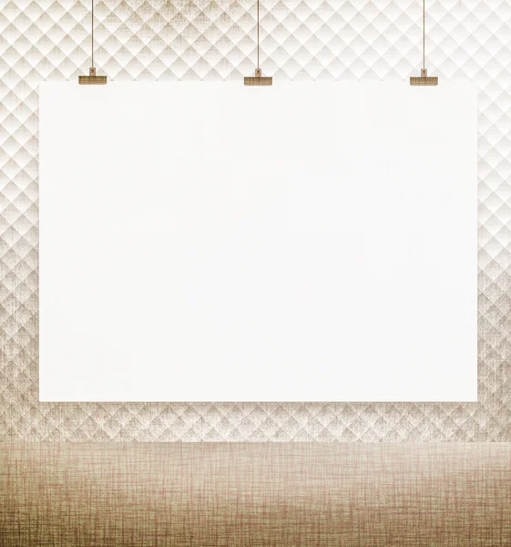 Cartaz branco na parede — Fotografia de Stock
