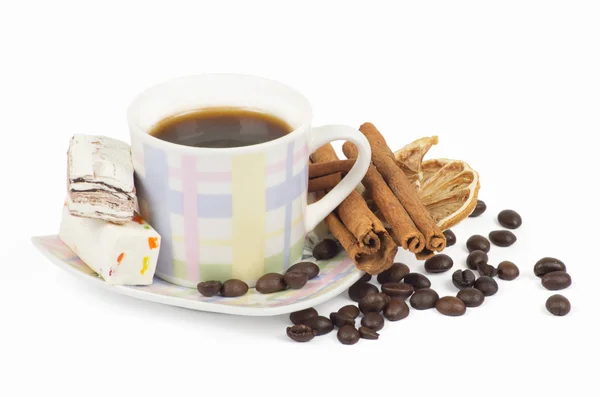 Tasse Kaffee mit Zutaten — Stockfoto