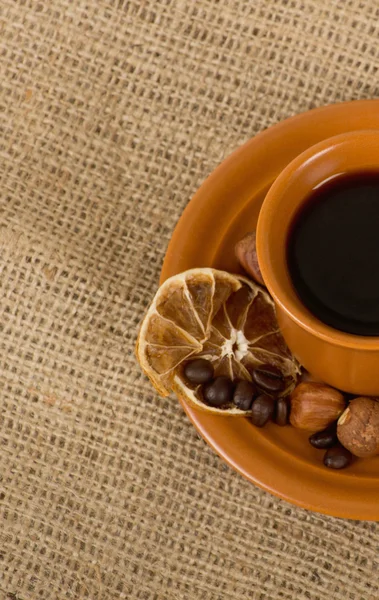 Tazza di espresso italiano con cannella — Foto Stock