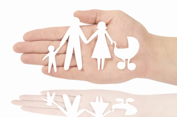 Família de papel na mão — Fotografia de Stock