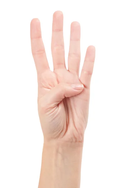 Hand Gesture - Number Four — Stock Photo, Image