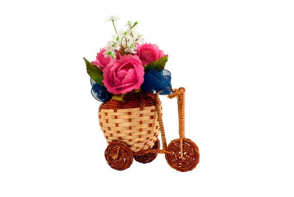 Vaso de bicicleta com flores — Fotografia de Stock