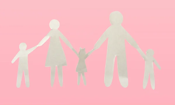 Paper family on pink — Stock Photo, Image