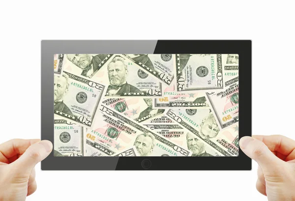 Schwarzes Tablet mit Dollar — Stockfoto