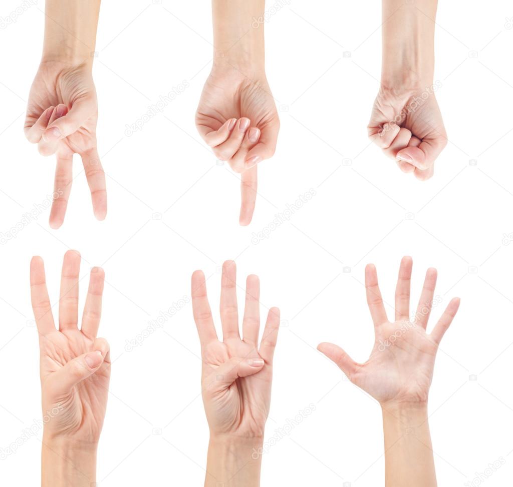 Counting woman hands