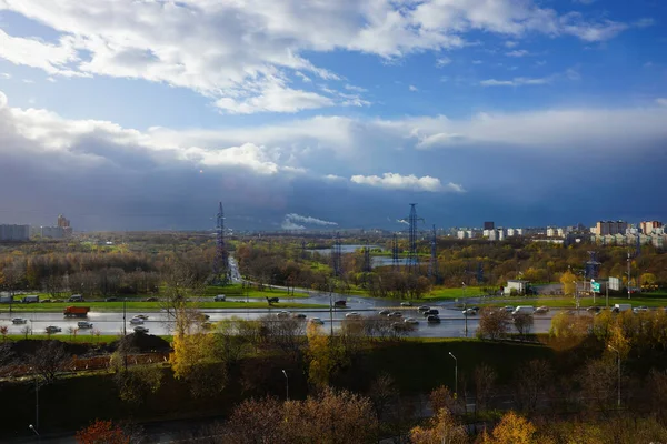Rosja Moskwa Listopad 2020 Widok Dużą Autostradę — Zdjęcie stockowe