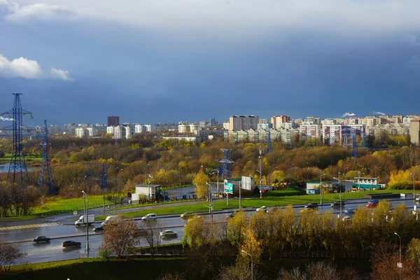 Rosja Moskwa Listopad 2020 Widok Dużą Autostradę — Zdjęcie stockowe