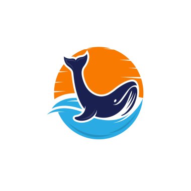 Basit balina logo şablonu dizaynı doğrusal olarak. EPS 10