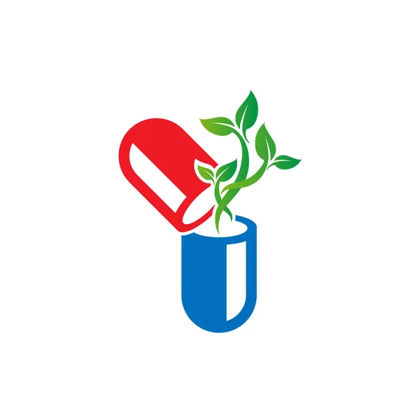 Kräuterkapsel Pille Blatt Medizin Medikament Logo Vektor Symbol Download Eps — Stockvektor