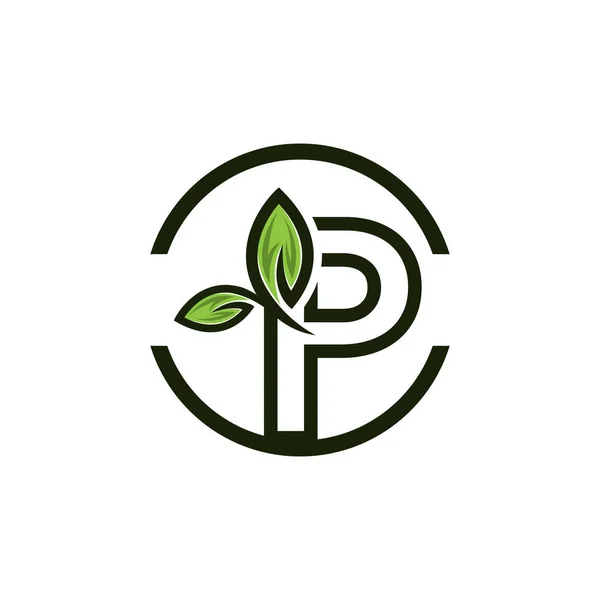 Einfaches Schriftzug Blatt Logo Grüne Blatt Eco Logo Vorlage Vector — Stockvektor