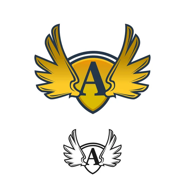 Luxus Königlichen Flügel Letter Wappen Goldfarbe Victory Logo Wappen Logo — Stockvektor
