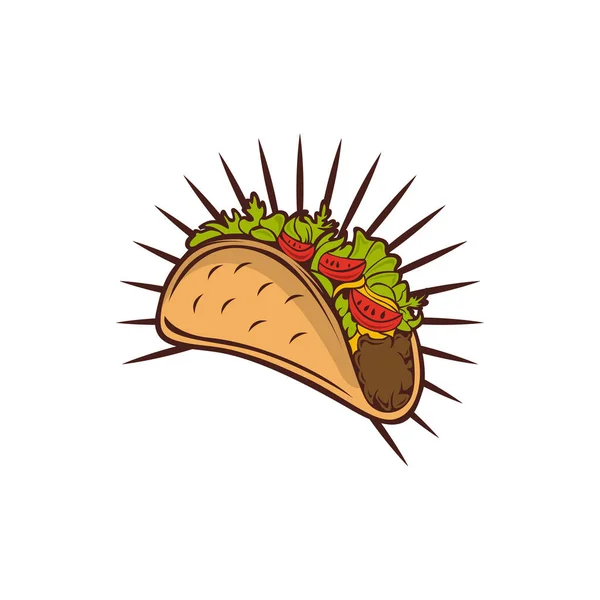 Tacos Logotyp Vektor Illustration Taco Korv Siluett Bra För Restaurang — Stock vektor