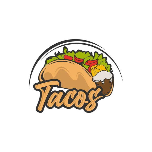 Tacos Logo Vektör Çizimi Taco Sosis Silueti Restoran Menüsü Kafe — Stok Vektör