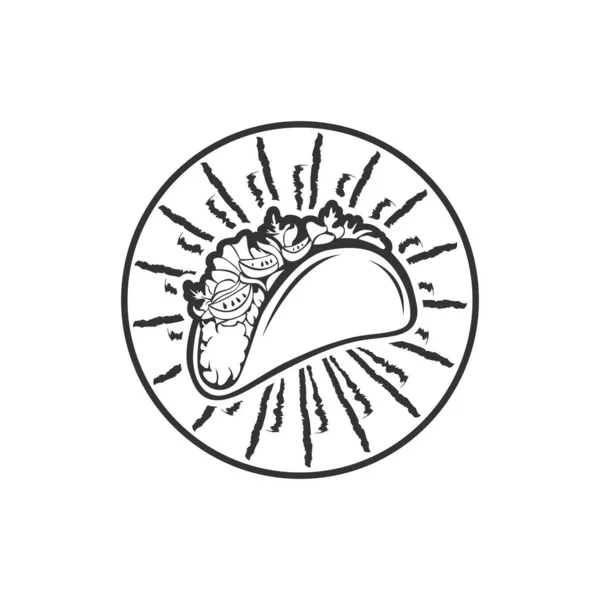 Tacos Logo Vector Ilustración Silueta Salchicha Tacos Buena Para Menú — Archivo Imágenes Vectoriales
