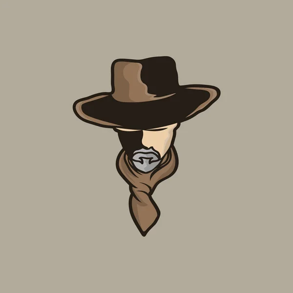 Plantilla Logotipo Con Imagen Del Hombre Sombrero Vaquero Sheriff Mascota — Vector de stock