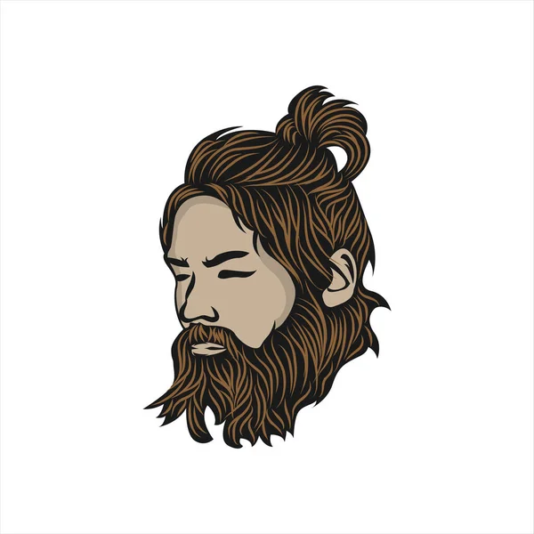 Mascotte Logo Illustration Homme Barbe Eps — Image vectorielle