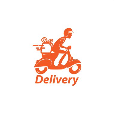 Scooter Concept 'tan Express Ground Posta Servisi, Courier Service Man Vektör Simgesi Tasarımı