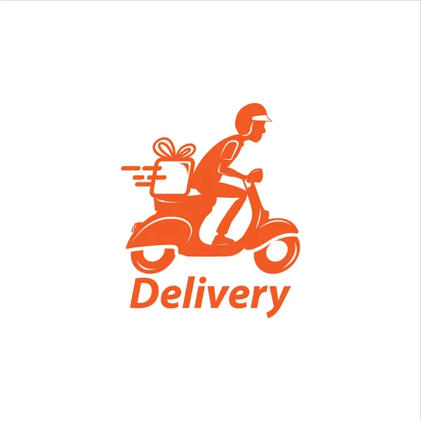 Express Ground Postal Service Scooter Concept Courier Service Man Vector —  Vetores de Stock