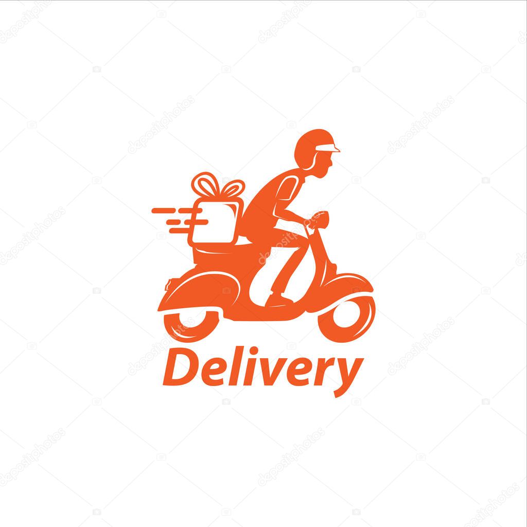Express Ground Postal Service by Scooter Concept, Courier Service Man Vector Icon Design