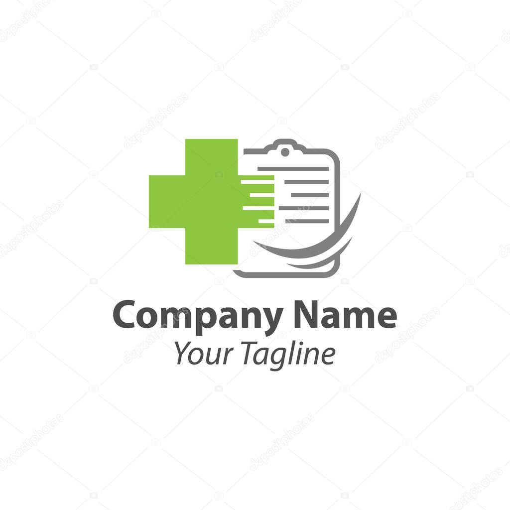 Medical data vector logo template. This design use stethoscope symbol. Suitable for hospital or health business.