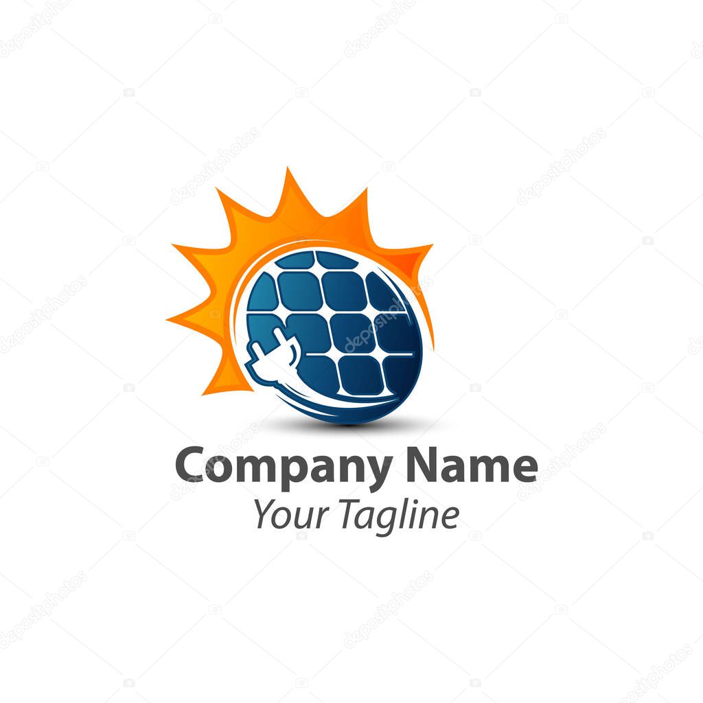 Solar energy logo design template, vector icon Illustration.EPS 10