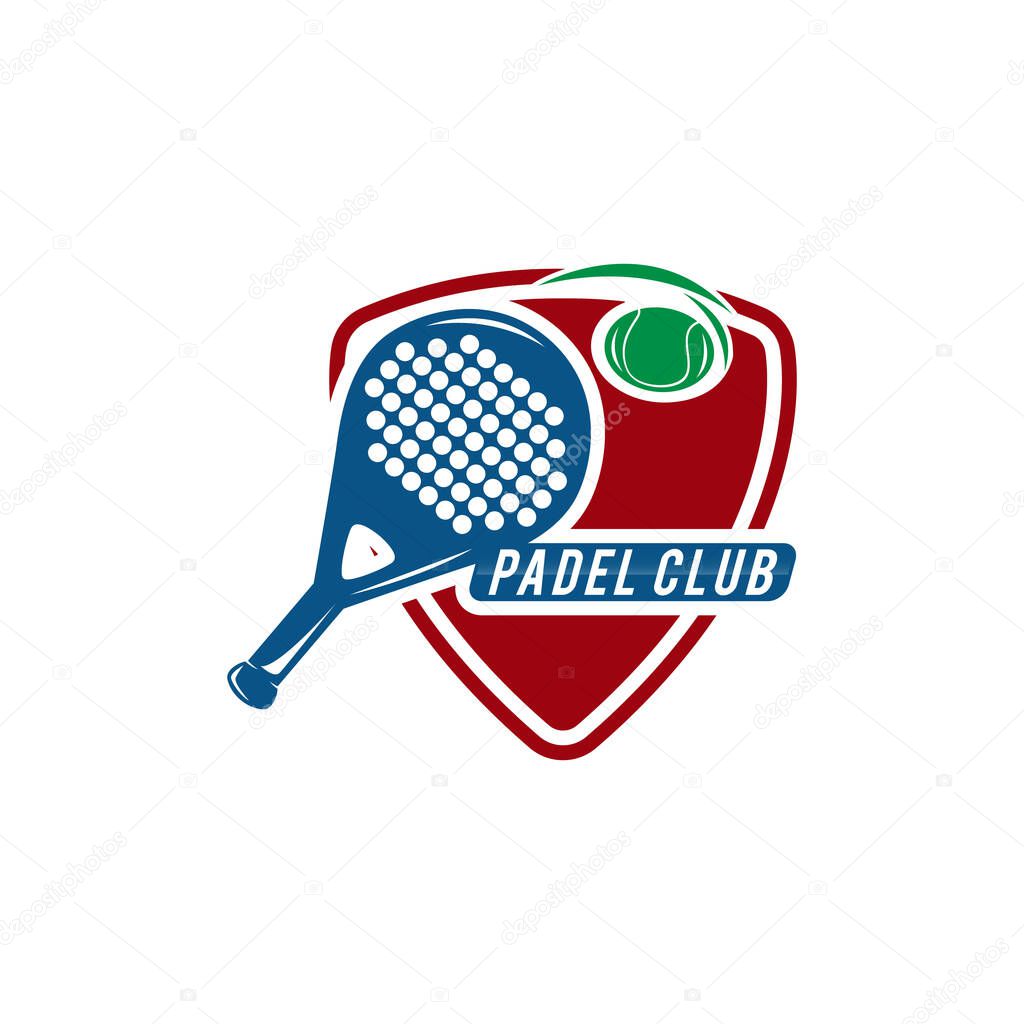 Paddle tennis badge, emblem or sign. Vector illustration. Concept for shirt, print, stamp or tee.EPS 10