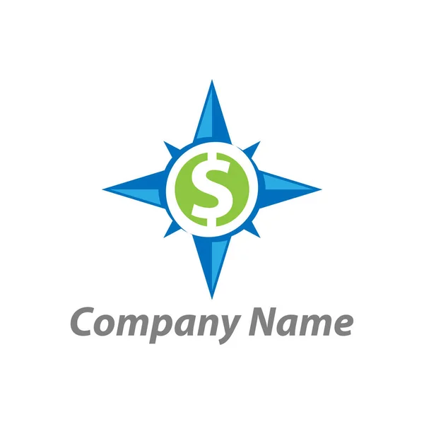 Ikon Kompas Dengan Tanda Dolar Bursa Saham Dunia Logo Bisnis - Stok Vektor