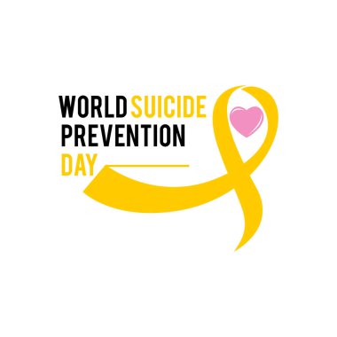 Dünya İntihar Önleme Günü (10 Eylül) konsepti ve farkındalık kurdelesi. Web ve yazdırma için renkli vektör illüstrasyonu. EPS 10