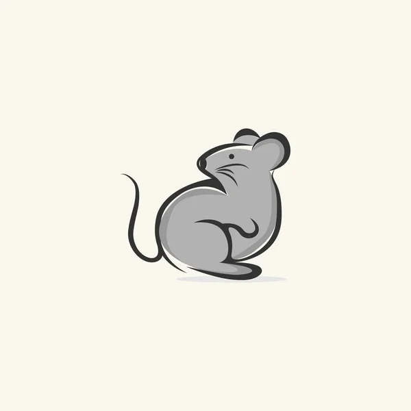 Simple Cartoon Mouse Logo Modern Geometric Mouse Outline Vector Illustration — Stock Vector