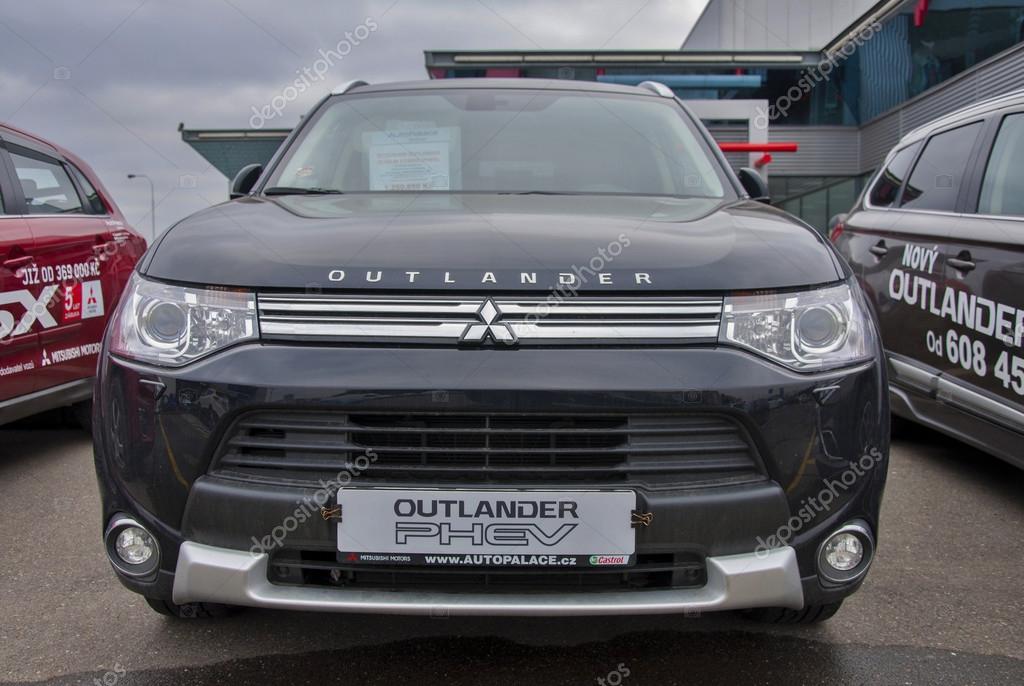 PRAGUE, THE CZECH REPUBLIC, 12.03.2016 - Mitsubishi Outlander in front of car store Mitsubishi