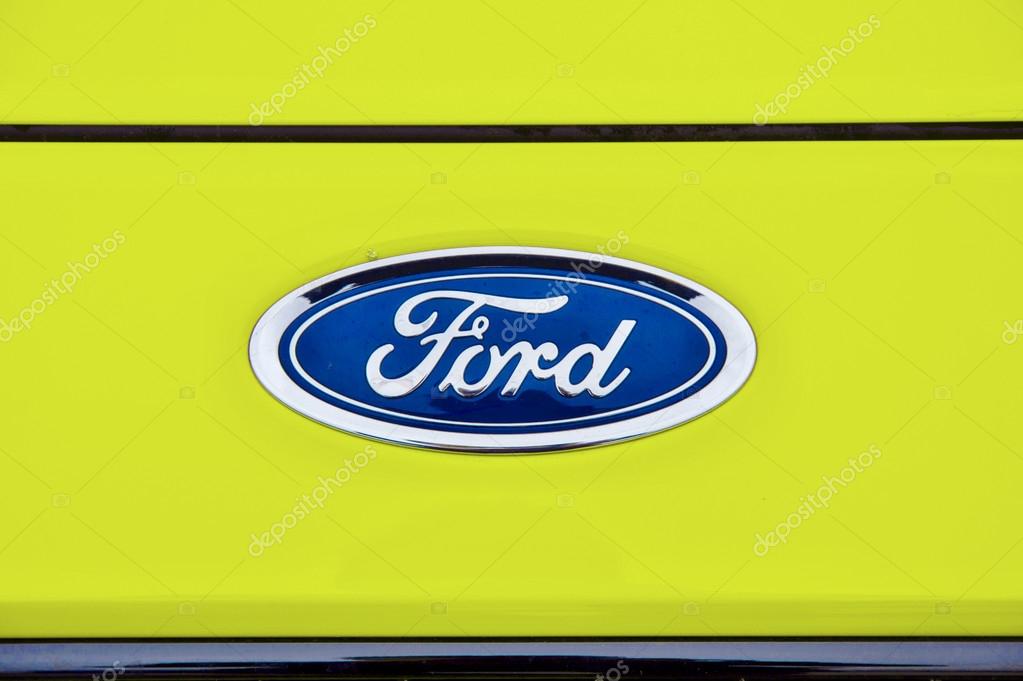 PRAGUE, THE CZECH REPUBLIC, 12.03.2016 - close up logo of car Ford
