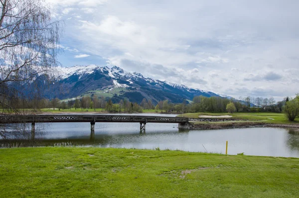 Golf course in mountains Royalty Free Stock Images