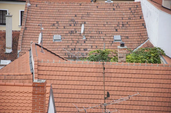 Visa på tak av hus — Stockfoto