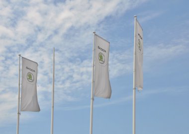Skoda car store flags