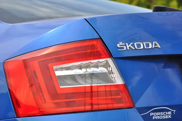 Detail of light Skoda car — Zdjęcie stockowe